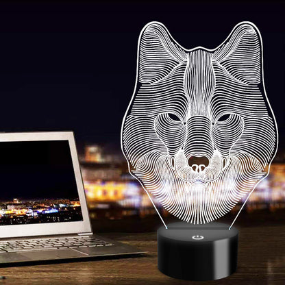 3D Illusion Lamp Wolf Led Night Light